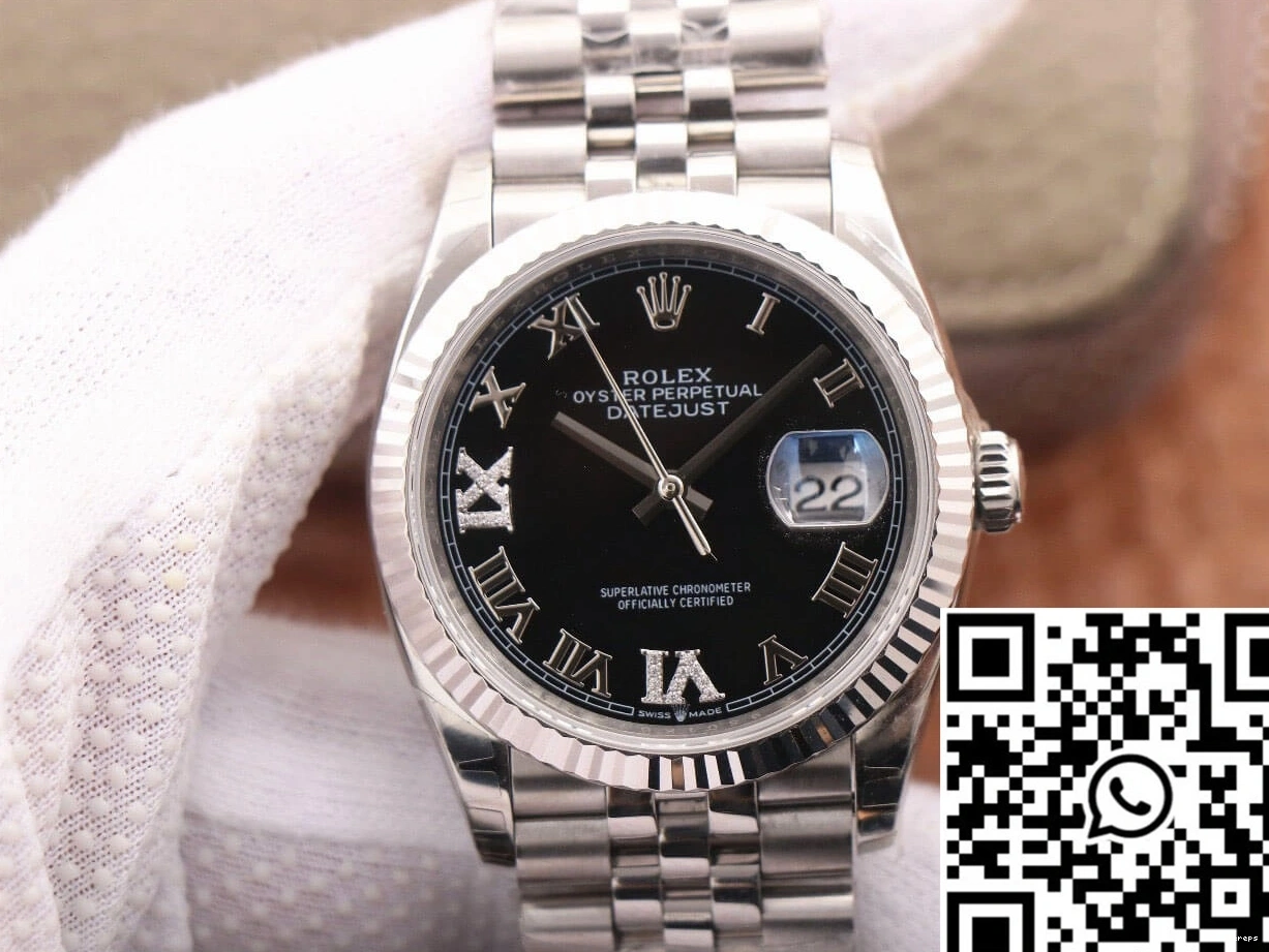 Rolex Diamond-set Black Datejust EW Dial Factory M126233 0110